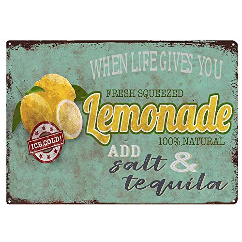 TISOSO Affiche murale vintage en métal avec inscription « When Life Gives You Lemons Add Salt Tequila » - Décoration de cuisine - 20,3 x 30,5 cm