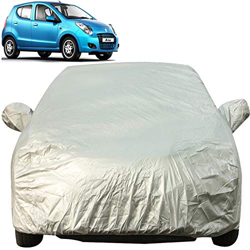 Image of Autofact Waterproof Car Body Cover with Mirror Pockets Compatible for Maruti Astar (Triple Stitched, Bottom Fully Elastic, Light Grey 2 X 2 Matty)