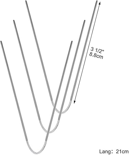 Miniatura 2 de Yarn Ave Agujas de metal de acero inoxidable de 8.3 in, 3 piezas, agujas flexibles de doble punta con cordones de nailon, pasadores de punto