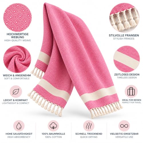 MEBY XXL Saunatuch, Strandtuch 90x180 cm. 100% Baumwolle – Rosa – Ansicht 6