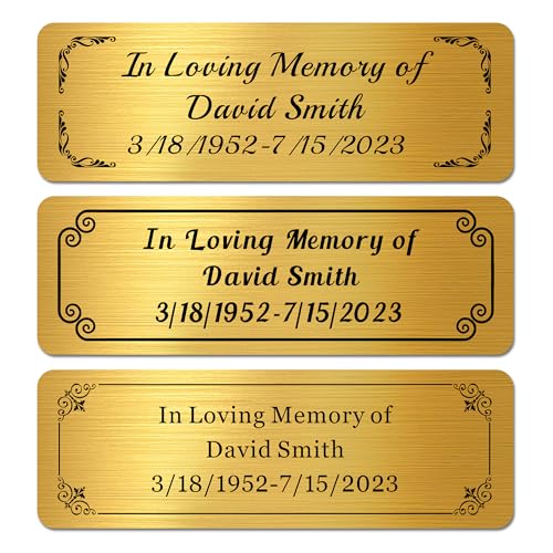 Image of Engraved Name Plates for Urns 1 inch x 3 inch Custom Plaque Trophy Plates Engraved Urn Name Plate Custom Engraved Plate Personalized Engraved Brass Plaque(Round Corner-Gold, 3x1 in)
