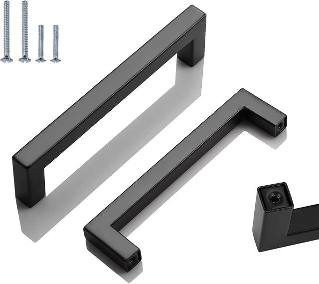 128mm Kitchen Cabinet Handles Black Cupboard Handles Cabinet Pulls Kitchen Door Handles Stainless Steel T Bar Handles Kitchen Handless 5 Pack