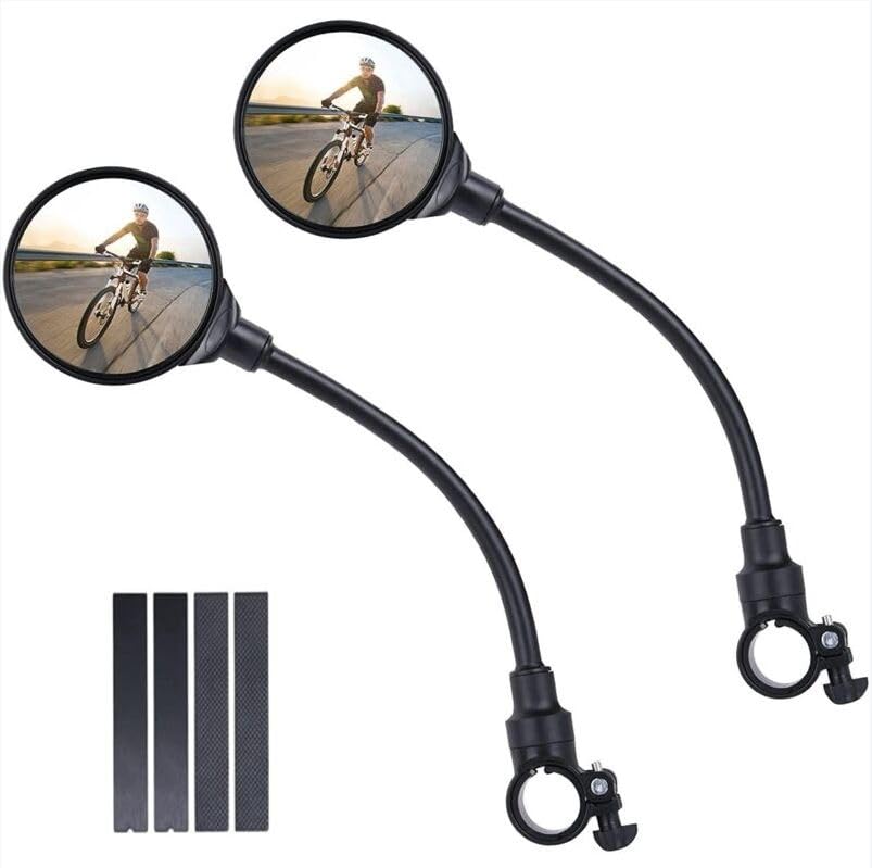 Bicycle Rear View Wing Mirror Wide Angle Convex Adjustable Rotatable Safety Mirrors Fits 22mm to 30mm Handlebars Bike MTB Mobility Scooter Electric Scooter