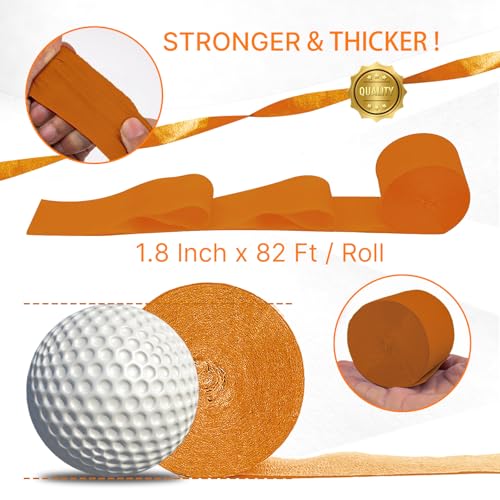 Image of PartyWoo Crepe Paper Streamers 6 Rolls 492ft, Pack of Metallic Gold, Pumpkin Orange, Peach, Apricot, Sand White Crepe Paper for Birthday Decorations, Baby Shower Decorations (1.8 Inch x 82 Ft /Roll)