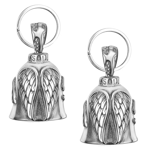 QZQUFJ 2 Piezas Llavero Moto Coche, Campana Guardian Moto Amuleto, Campana Motera de La Suerte, Campana Moto Guardian Bell (2)