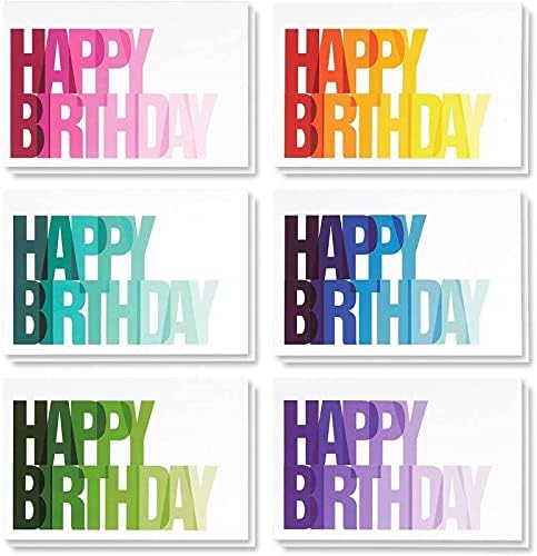 Best Paper Greetings 48 Pack Happy Birthday Cards Bulk Box Set with Envelopes, Blank Inside for Students, Work, Office (6 Designs, 4x6)