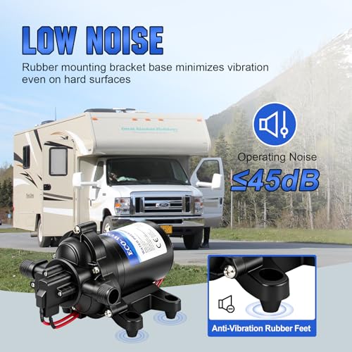 Image of ECO-WORTHY RV Water Pump 12Volt 3.5GPM 50PSI 12V Fresh Diaphragm Pump with Pressure Switch and Self-Priming for RV Yacht Garden Sprayer Food Truck