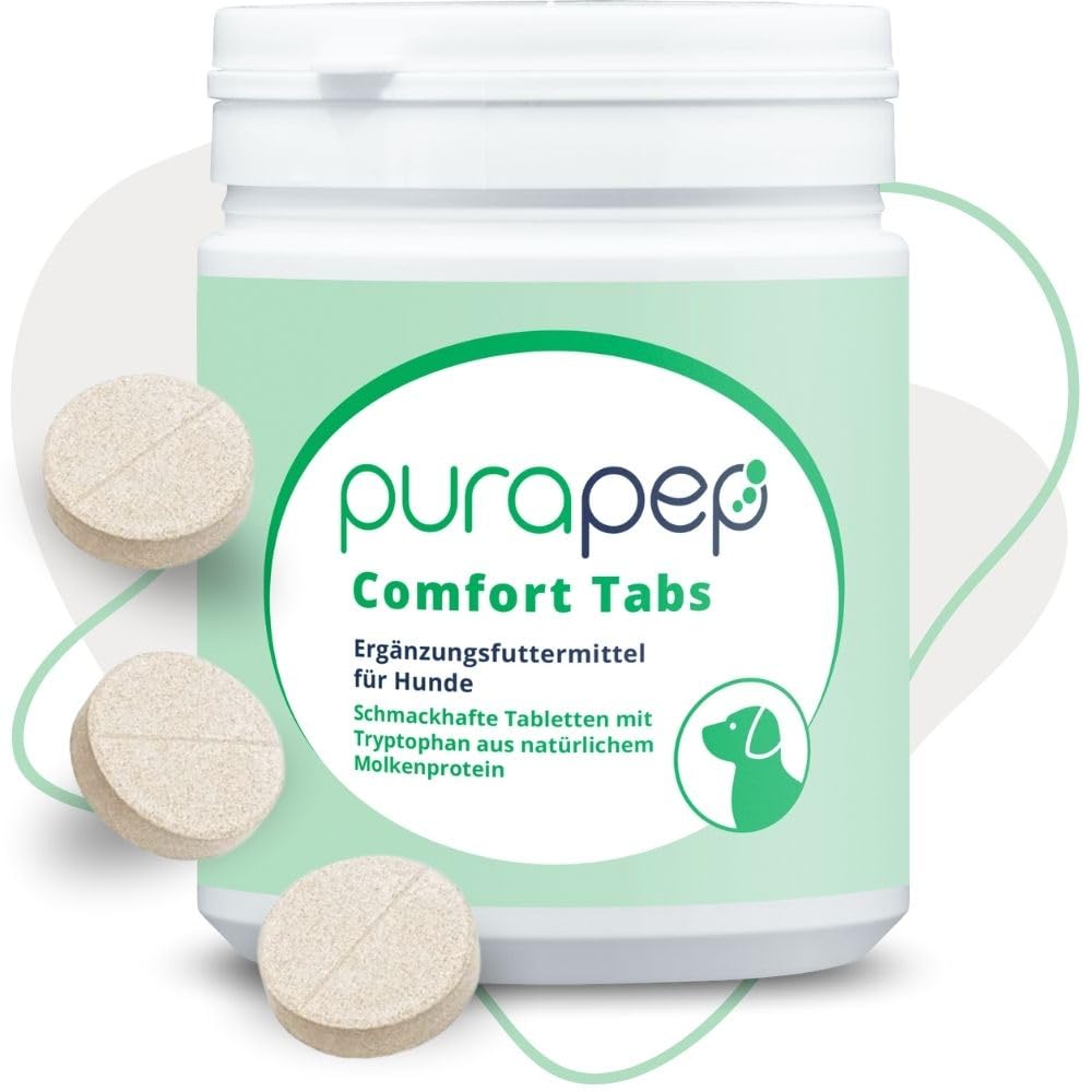 Comfort Hunde Tabs – Natürliches Beruhigungsmittel mit Tryptophan, Magnesium & B Vitaminen – Ideal bei Stress, Angst & Silvester – Für entspannte Hunde in jeder Situation | 120 Tabs