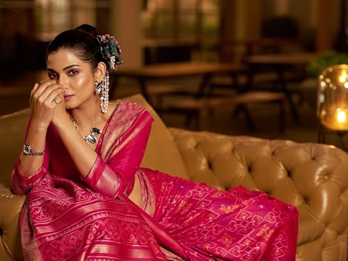 Image of SWORNOF Womens Linen Silk Saree | Saree for Women With Unstitched Blouse | Saree with Blouse Piece | Soft and Skin Friendly