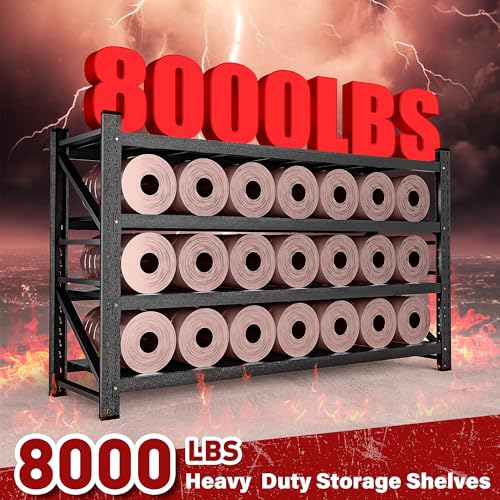 Image of 8000LBS Heavy Duty Garage Shelving Units,68 inch Wide & Deep Storage Shelves,Metal Garage Shelves,Large Storage Rack,Steel Shelf,Industrial Shelving for Shop,Warehouse,Basement,68 inch W x 24 inch D x 63.5 inch H