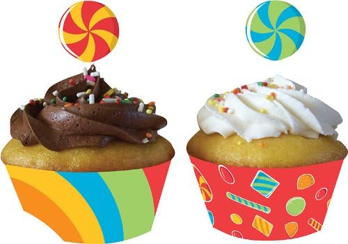 Sugar Buzz Cupcake Wrappers with Picks Set 12 Pieces