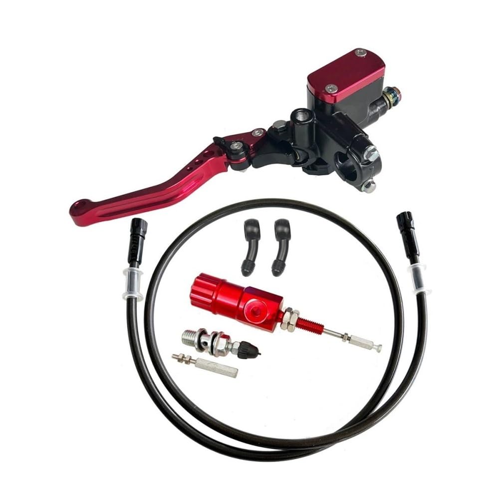 Motorrad Bremsleitung 14mm Kolben Motorrad Hydraulische Kupplung Kit Für Bremse Master Zylinder Kit 1200mm Schlauch(Red Clutch Set)