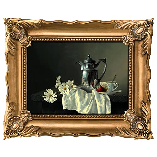 Image of Saysmile 5x7 Vintage Picture Frame with Embossed Flower Design, Ornate Gold Frame for 5x7 Pictures, Hand-Crafted Resin Antique Frames for Tabletop & Wall Hanging, Home Decor (Bronze)