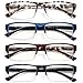 EYEURL 4-Pack Half Frame Reading Glasses for Women Blue Light Blocking Computer Readers for Men Lightweight Rectangle Semi Rimless Computer Glare/UV Half Frame Spring Hinge Eyeglasses,1.0