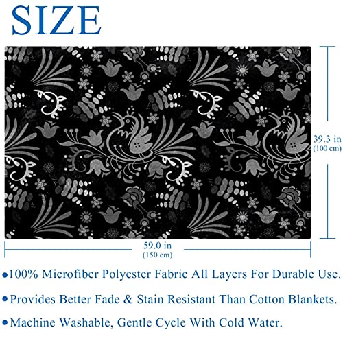 Couverture noire chaude de qualité supérieure motif oiseaux - 6