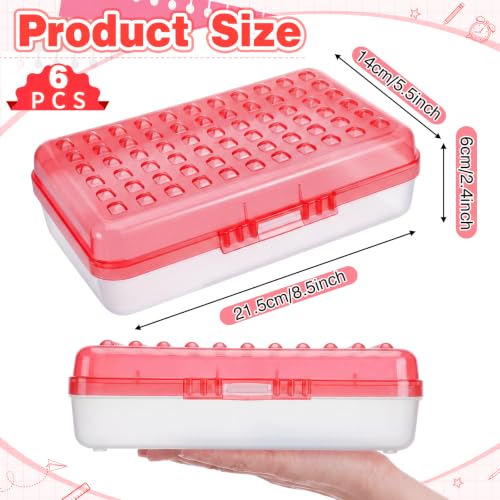 Image of Blulu 6 Pack Plastic Pencil Boxes Bulk Large Pencil Case,Red