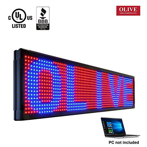 OLIVE LED Sign 3Color RBP, P20, 15\"x53\" PC Programmable Scrolling Outdoor Message Display Signs EMC - Industrial Grade Business Ad Machine. - Thumbnail 4