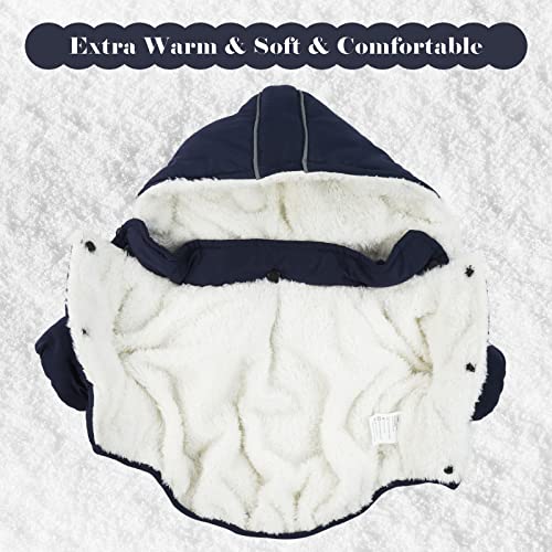 Lelepet Warm Dog Fleece Hoodie, Windproof Dog Winter Jacket, Reflective Dog Coat For Cold Weather, Thick Fleece Padded Dog Winter Clothes Vest For Small Medium Dogs, Detachable Hood & Leash Hole #TOP2
