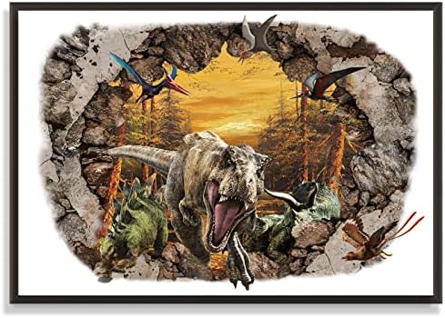 BOBBSOOCE Dinosaur Poster Wild Dinosaur Wall Art T-Rex Poster Lenticular Wall Art Prints Modern Decor Canvas Painting Poster Wall Art Decorative Picture Prints Unframed 12x18inch