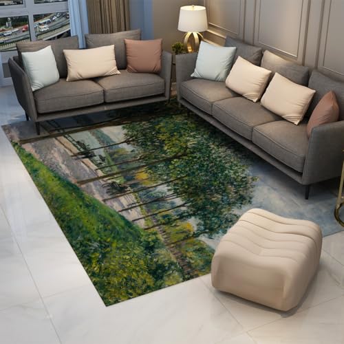 Tapis de style impressionniste 160x200cm rectangulaire motif paysage