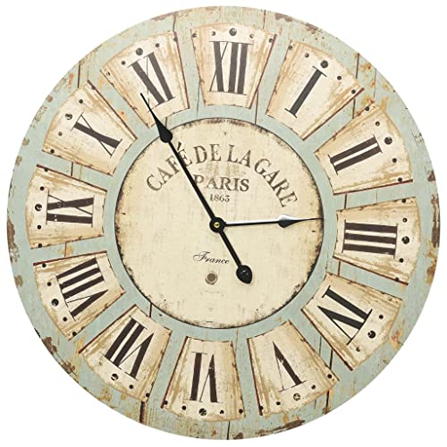vidaXL Orologio da Parete Elegante Moderno XXL Analogico Elegante Movimento al Quarzo Decoro Casa Decorazione Murale Vintage Multicolore 60 cm in MDF