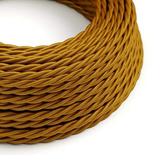 Italienisches Geflochtenes Beleuchtungskabel – 3-adrig, 0,75 Mm², Gold Gedreht, 1 M