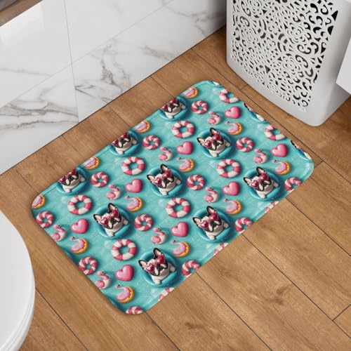 Novastar Zerbino per porta d'ingresso, per interni ed esterni, grazioso bulldog francese, stampa a tema bulldog, tappetino da cucina per pavimento, lavabile e sottile, adatto sotto la porta, tappetino