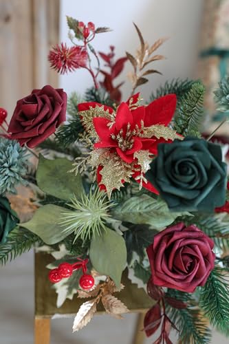 Serra Flora Artificial Christmas Flowers Greenery Combo Box Set Faux Flowers Bulk Flower Leaf With Stems For Diy Tree Ornaments Xmas Wreath Floral Arrangements Centerpieces thumb #5