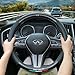 Carbon Fiber Leather Steering Wheel Cover fit for Infiniti G35 G37 Q50 Q60 Q70 QX50 QX60 QX70 FX35 FX37 FX50 M35 M37 M56, 14.5''-15