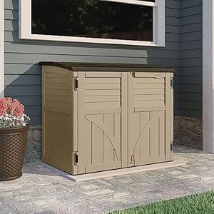 Suncast 34 Cu. Ft. Horizontal Shed for Outdoor Storage w/ Locking System, Sand/Slate Suncast 34 Cu Ft Horizontal Shed for Outdoor Storage w Locking System SandSlate