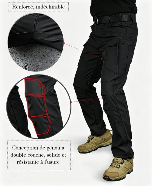 Pantalon Cargo Homme Tactique Multi Poches Combat Stretch Extensible Séchage Rapide (Pas de Ceinture)