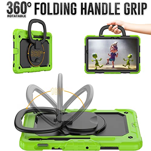 Coque Samsung Galaxy Tab S7 FE antichoc avec poignée rotative verte - 2