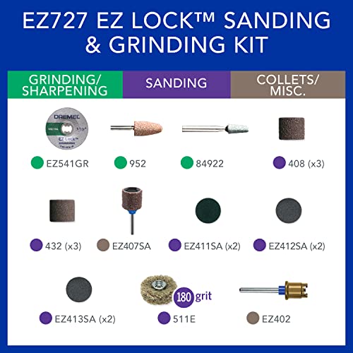 Dremel EZ727-01 EZ Lock Sanding & Grinding Rotary Tool Accessories Kit, 18-Piece Assorted Set - Perfect for Detail Sanding and Sharpening - Image 3