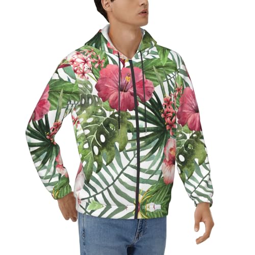 Sweat à capuche feuilles tropicales homme au motif exotique et manches longues casual