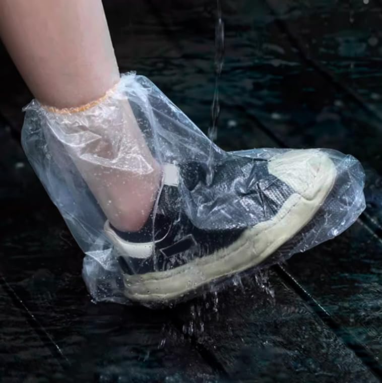 Image of 10 Pairs Kids Shoe Covers for Rain Disposable Waterproof Shoes Cover Plastic Clear Heavy Duty Shoe Cover for Kids Children