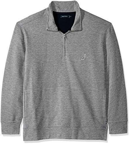 Nautica Men's Big Basic Long Sleeve 1/4 Zip Fleece Sweatshirt, Stone Grey Heather, 3XLT Tall