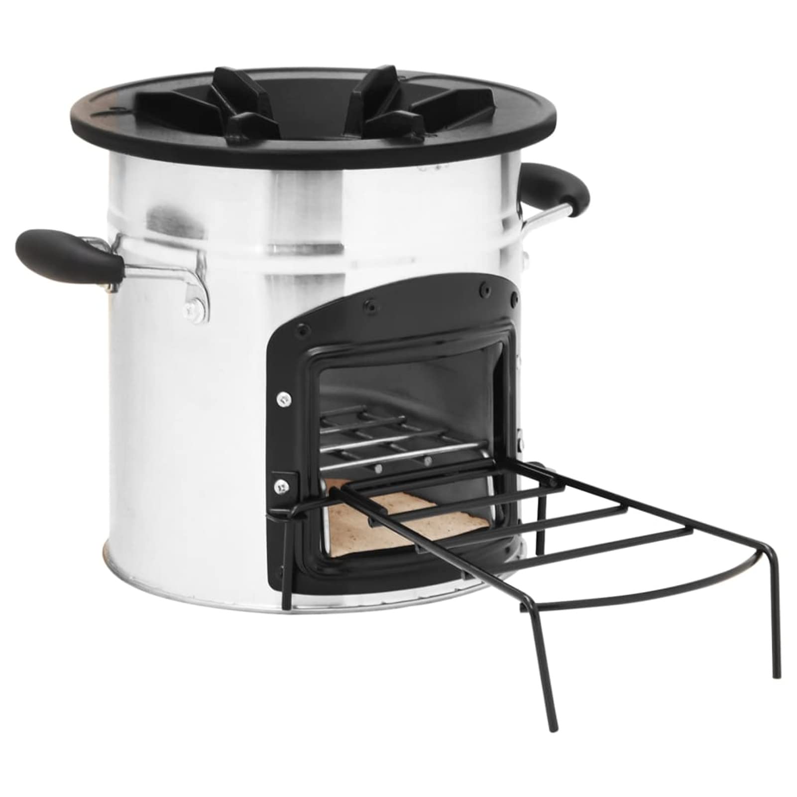 Stufa a Legna da Campeggio Argento 45,5x33x25,5 cm Acciaio Inox,Stufa a Legna compatta per Il Campeggio all'aperto e la Cottura di PIC-nic