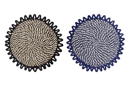 Image of Cotton Doormat for Home |Handmade Cotton Doormat | Quick Dry, Washable Door Mat for Home, Bathroom & Bedroom (Pack of 2) (Pink-Blue)