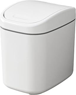 Desktop Trash Can with Lid Table Trash Basket Bedside Plastic Waste Paper Basket Mini Trash Bin for Car Wastebasket for Coffee Shop (White)