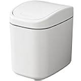 Toguma Desktop Trash Can with Lid Table Trash Basket Bedside Plastic Waste Paper Basket Mini Trash Bin for Car Wastebasket for Coffee Shop (White)