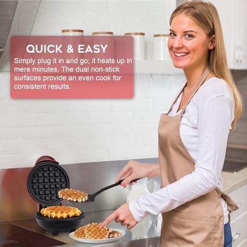 Image of Mini Waffle Maker Machine 3 In 1 Easy To Clean Dual Side Plate, Perfect For Pan Cakes, Dessert, Breakfast - 350 Watts, 4 Inch, Electric Waffle Iron Pancake Maker
