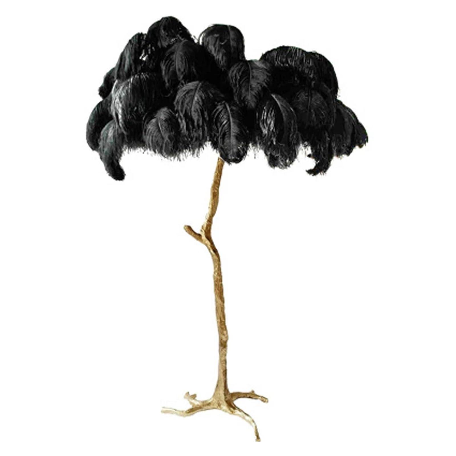 SMTYXS Modern Luxury Ostrich Feather LED Floor Light Copper Resin Nordic Lights for Living Sofa Beside Decoration Standing Lamp Elegant Luxurious(Black Floor)