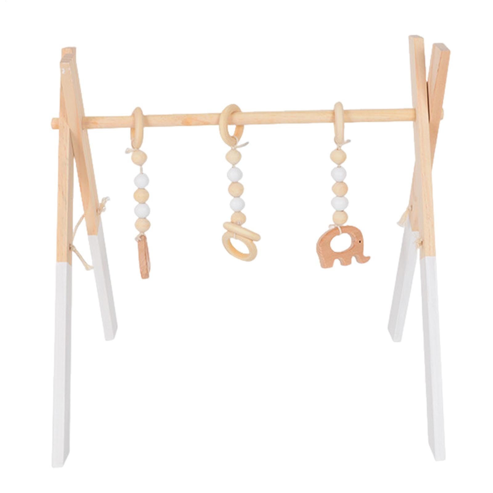 Wood Play Gym Toys – Odorless Wooden Frame Activity Set | Inspired Equipment | Early Learning Development Centerpiece For Nursery Space, Hanging Sensory Exercise Station For Living R