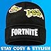 Fortnite Beanie Hat for Boys Teens 6–14 Yrs, Warm Cozy Knitted Hat, Winter Accessories School, Travel, Gamer Gifts for Boys (6-14 Years, Black)