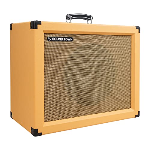 Sound Town 1 x 12" 65W Guitar Speaker Cabinet with Birch Plywood Construction, Orange Tolex, Wheat Cloth Grille (GUC112OR)