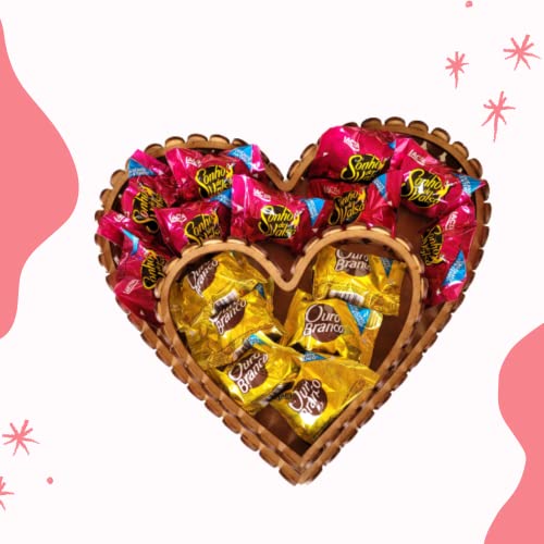 Cesta Coração Chocolate para Pascoa, Presente Dia das Mãe e Dia dos Namorados