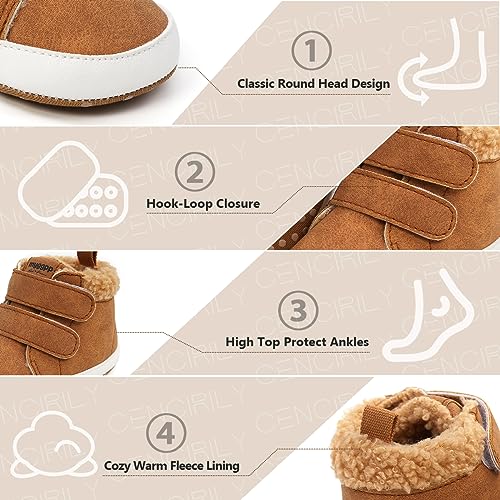 Image of CENCIRILY Baby Boys Girls High Top Sneakers Soft Soles Anti Skid Infant Ankle Shoes Toddler Prewalker First Walking Crib Shoes
