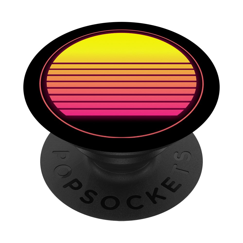 Glowing Sun Aesthetic Vaporwave Art Retro Music Artists Gift PopSockets Swappable PopGrip