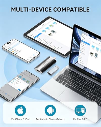 Image of MFI Certified 512GB Flash Drive - Photo Stick and USB Stick Offers Photo /Video Storage, The External Storage is Compatible with iOS, Android, and Pc,1 Pack (Black)(Available Space: ~484GB)
