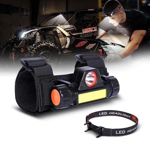 2-in-1 UTV Dome Light with Headlamp Strap, 1200mAh Rechargeable LED Interior Light for UTV ATV RZR...